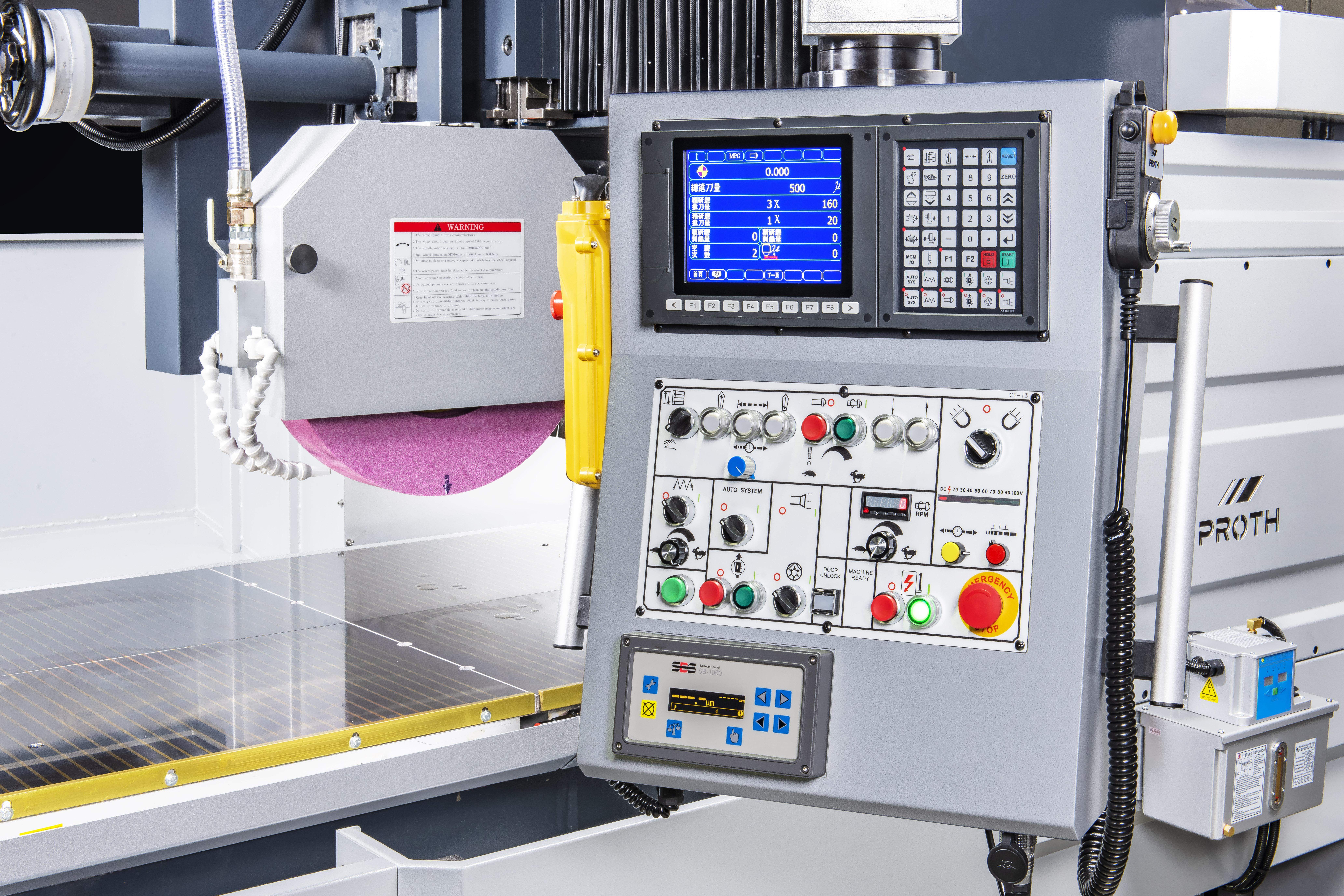 Surface grinder operating table